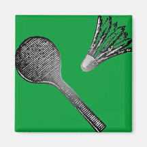 BADMINTON AND BIRDIE FRIDGE MAGNET