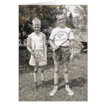 Badminton brothers from the 60's greeting card