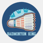 Badminton King Round Stickers