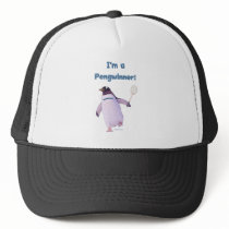 Badminton Penguin Trucker Hats
