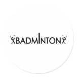 badminton player text icon round sticker