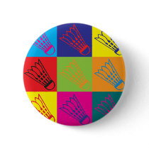 Badminton Pop Art Pinback Button