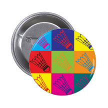 Badminton Pop Art Pinback Button