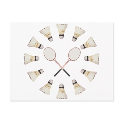 Badminton Rackets Postcard by HappyDoggies