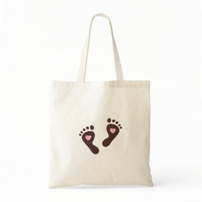 Bag: Chocolate and pink baby footprints by mheababy