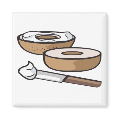 bagel and cream cheese refrigerator magnet by doonidesigns