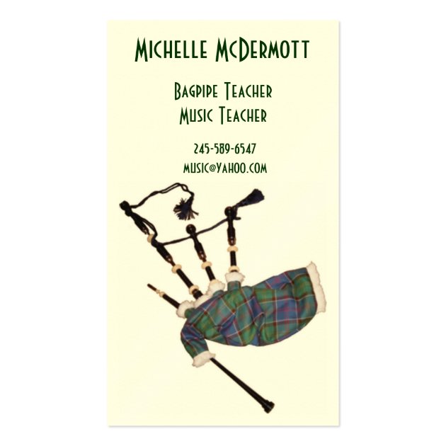 Bagpipe Teacher Business Card