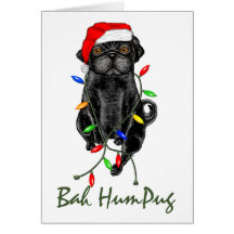 Bah HumPug Black Pug Card