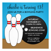 Bahama Blue Let's Have a Ball Bowling Party Personalised Invitations