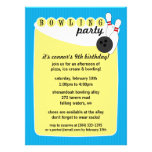 Bahama Blue Retro Bowling Alley Bowling Birthday Invites