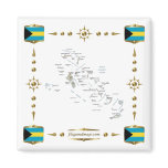 Bahamas Map + Flags Magnet