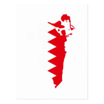 Bahrain flag map postcard