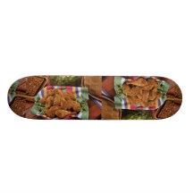 Baked chicken, beans and salad custom skate board