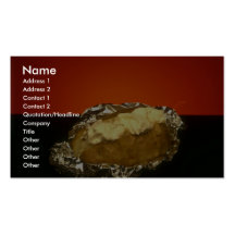 Baked potato with sour cream, against orange backg business card template