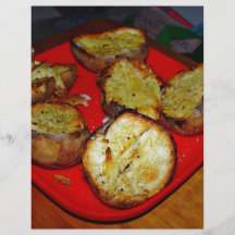 Baked Potatoes on red plastic plate Flyer