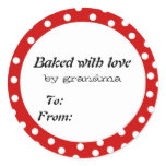 Baked with love red polka dot stickers