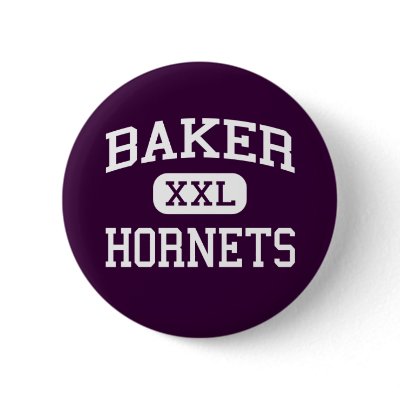Baker - Hornets - High School - Mobile Alabama Button by customteamsportswear
