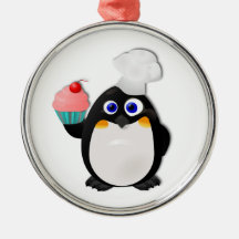 "Baker Penguin" Penguin with Cupcake Ornament