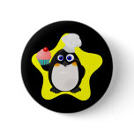 Baker Penguin with Cupcake Button
