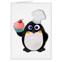 Baker Penguin with Cupcake II Card