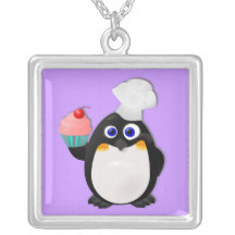 Baker Penguin with Cupcake II Pendant