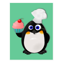 Baker Penguin with Cupcake II Post Cards