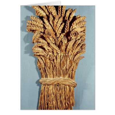 Baker's sign with ears of wheat and flowers greeting cards by bridgemanart