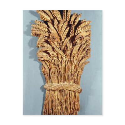 Baker's sign with ears of wheat and flowers post card by bridgemanart