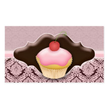 Bakery Business Card Cupcake Damask Chocolate