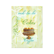 Bakery coffee patisserie french art stretched canvas prints