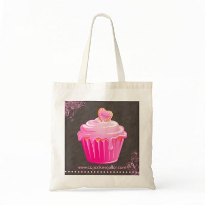 Bakery Cupcake pink floral heart Handbag by BestCards