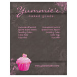 Bakery Flyer Cupcake Pink Floral Heart Brown