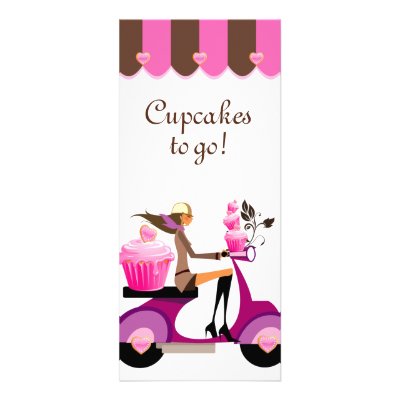 Bakery Rack Card Cupcake Scooter Pink Canopy by BestCards