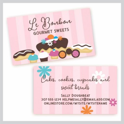 Bakery sweets cake cupcakes eclairs cookies bus... by chefcateringbizcards
