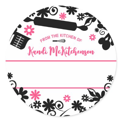 baking bakery utensils flowers gift tag sticker by chefcateringbizcards