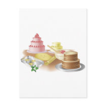 Baking cakes and cookies post card