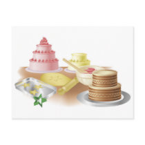 Baking cakes and cookies postcard