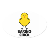 Baking Chick Oval Stickers