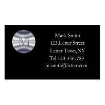 Balck Business Card Template With Silver Monogram