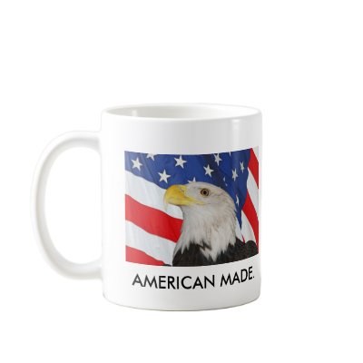 BALD EAGLE AND AMERICAN FLAG1: MUG by pjwuebker