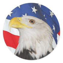 BALD EAGLE AND AMERICAN FLAG: STICKER