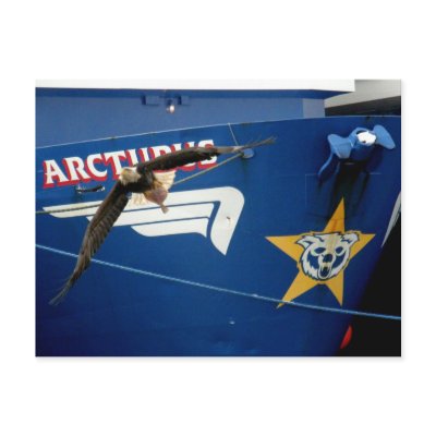 Bald Eagle flying past the F/V Arcturus by mistlebee