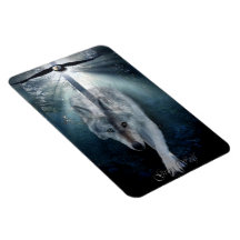 Bald Eagle & Grey Wolf Wildlife Art Premium Magnet