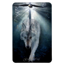 Bald Eagle & Grey Wolf Wildlife Art Premium Magnet