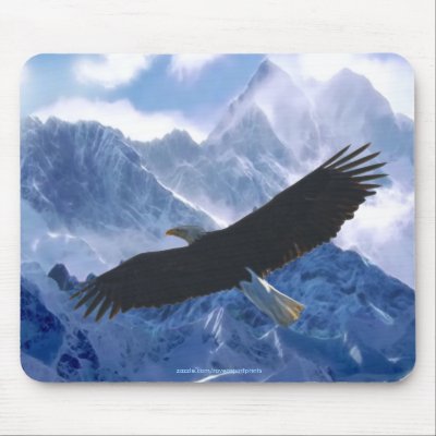BALD EAGLE & Mountains Wilderness Mousepad by RavenSpiritPrints