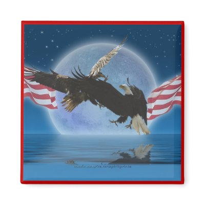 BALD EAGLE & US FLAG Patriot Series Magnet by RavenSpiritPrints