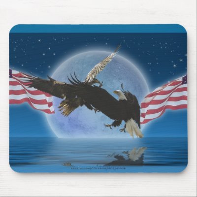 BALD EAGLE & US FLAG Patriot Series Mousepads by RavenSpiritPrints