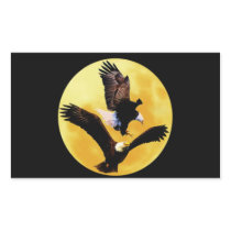 Bald eagles and full moon rectangular sticker