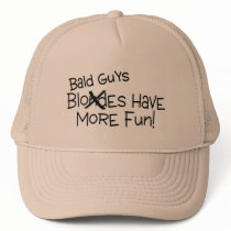 Bald Guys Have More Fun Black Text Mesh Hat