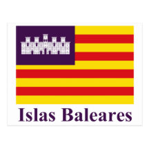 Balearic Islands flag with name Postcards